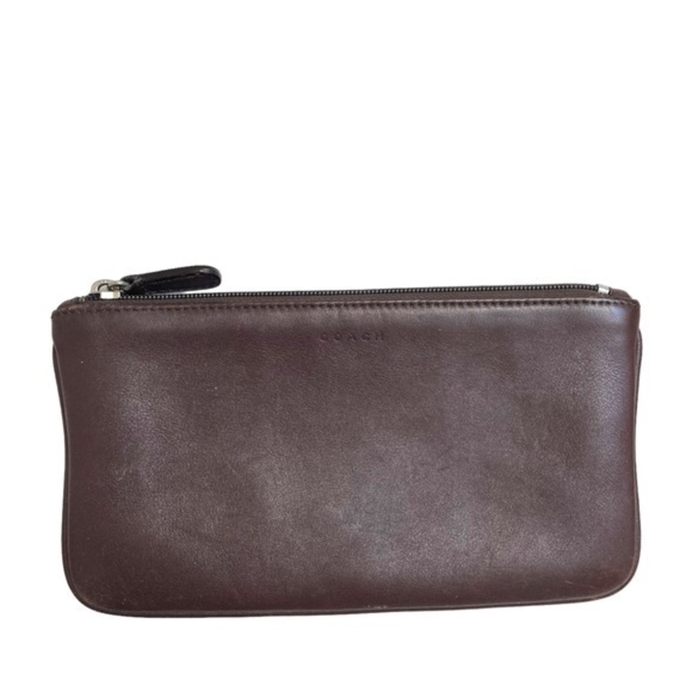 Coach vintage brown leather slim clutch bag